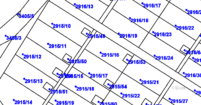 Parcela st. 2915/16 v KÚ Kopřivnice, Katastrální mapa