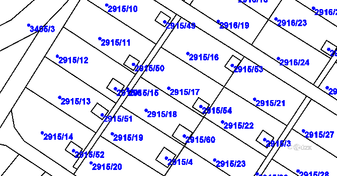 Parcela st. 2915/17 v KÚ Kopřivnice, Katastrální mapa