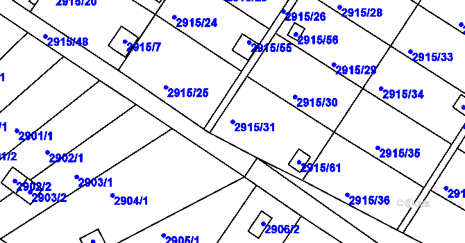 Parcela st. 2915/31 v KÚ Kopřivnice, Katastrální mapa