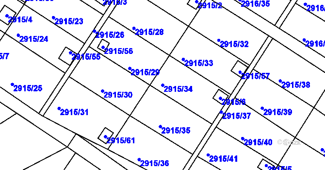Parcela st. 2915/34 v KÚ Kopřivnice, Katastrální mapa