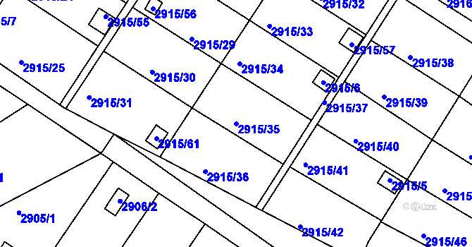 Parcela st. 2915/35 v KÚ Kopřivnice, Katastrální mapa