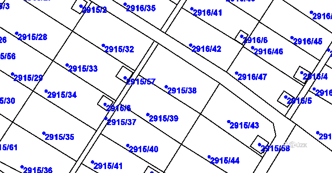 Parcela st. 2915/38 v KÚ Kopřivnice, Katastrální mapa