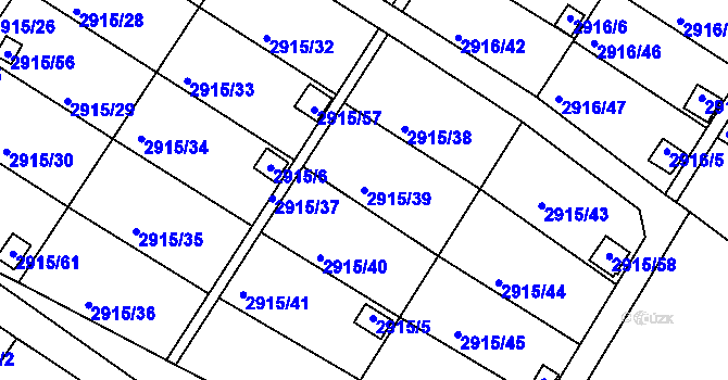 Parcela st. 2915/39 v KÚ Kopřivnice, Katastrální mapa