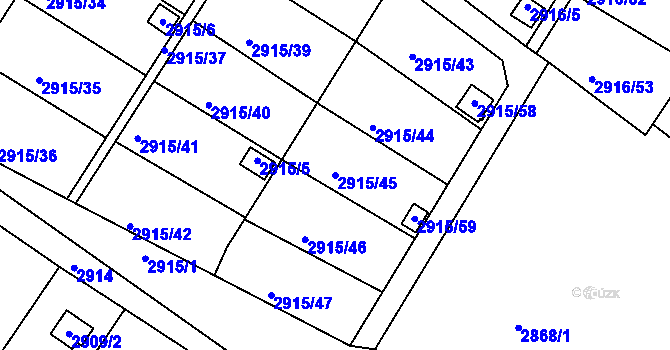 Parcela st. 2915/45 v KÚ Kopřivnice, Katastrální mapa