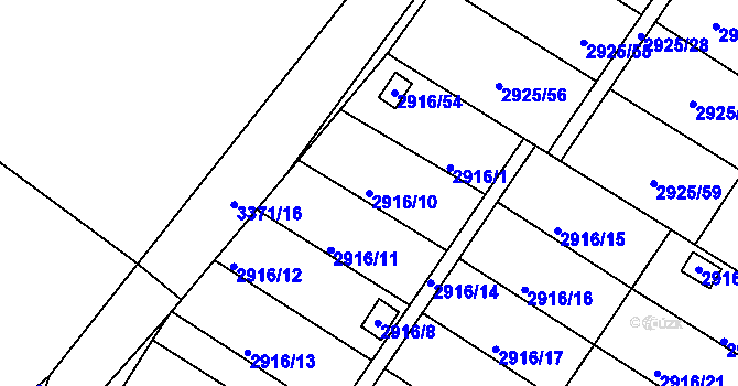 Parcela st. 2916/10 v KÚ Kopřivnice, Katastrální mapa