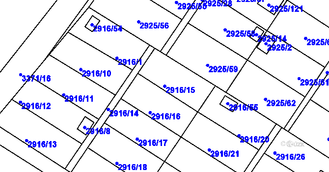 Parcela st. 2916/15 v KÚ Kopřivnice, Katastrální mapa
