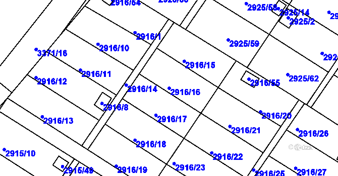 Parcela st. 2916/16 v KÚ Kopřivnice, Katastrální mapa