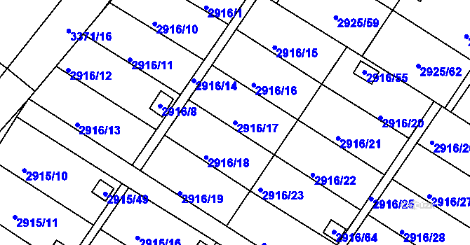 Parcela st. 2916/17 v KÚ Kopřivnice, Katastrální mapa