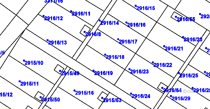 Parcela st. 2916/18 v KÚ Kopřivnice, Katastrální mapa