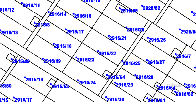 Parcela st. 2916/22 v KÚ Kopřivnice, Katastrální mapa