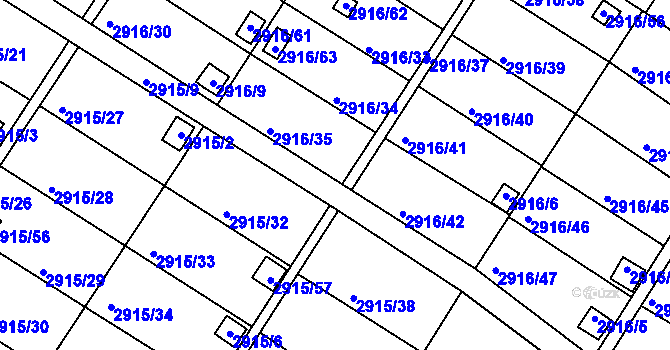 Parcela st. 2916/36 v KÚ Kopřivnice, Katastrální mapa