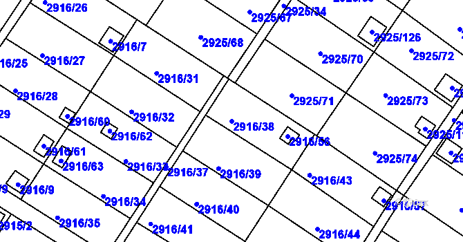 Parcela st. 2916/38 v KÚ Kopřivnice, Katastrální mapa