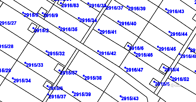 Parcela st. 2916/42 v KÚ Kopřivnice, Katastrální mapa