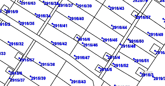Parcela st. 2916/46 v KÚ Kopřivnice, Katastrální mapa