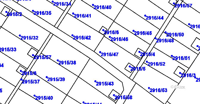 Parcela st. 2916/47 v KÚ Kopřivnice, Katastrální mapa