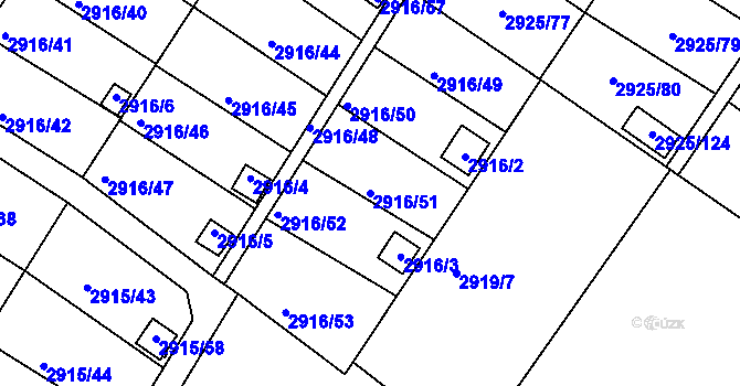 Parcela st. 2916/51 v KÚ Kopřivnice, Katastrální mapa