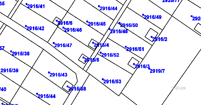 Parcela st. 2916/52 v KÚ Kopřivnice, Katastrální mapa