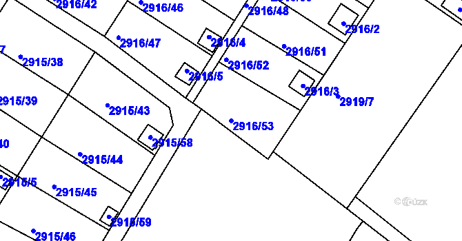 Parcela st. 2916/53 v KÚ Kopřivnice, Katastrální mapa