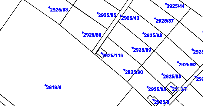 Parcela st. 2925/116 v KÚ Kopřivnice, Katastrální mapa