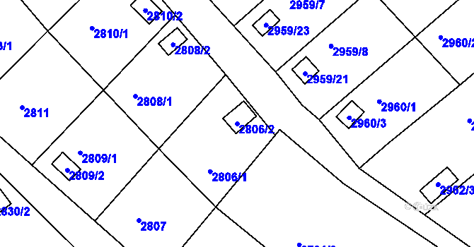 Parcela st. 2806/2 v KÚ Kopřivnice, Katastrální mapa