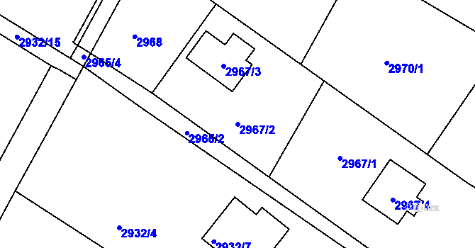 Parcela st. 2967/2 v KÚ Kopřivnice, Katastrální mapa