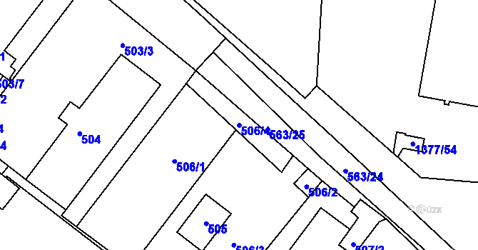 Parcela st. 506/4 v KÚ Kopřivnice, Katastrální mapa