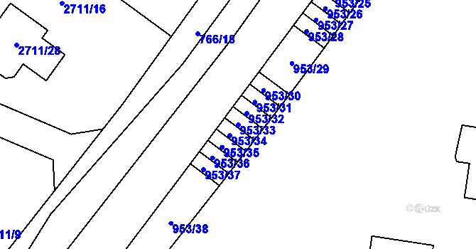 Parcela st. 953/33 v KÚ Kopřivnice, Katastrální mapa
