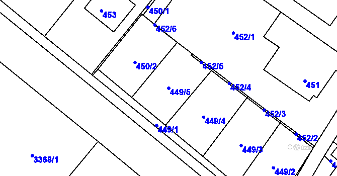 Parcela st. 449/5 v KÚ Kopřivnice, Katastrální mapa