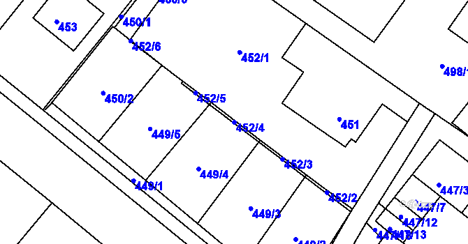 Parcela st. 452/4 v KÚ Kopřivnice, Katastrální mapa