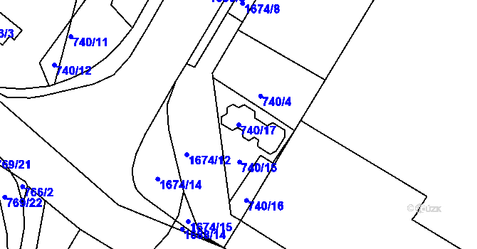 Parcela st. 740/17 v KÚ Kopřivnice, Katastrální mapa
