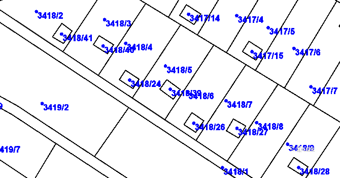 Parcela st. 3418/39 v KÚ Kopřivnice, Katastrální mapa