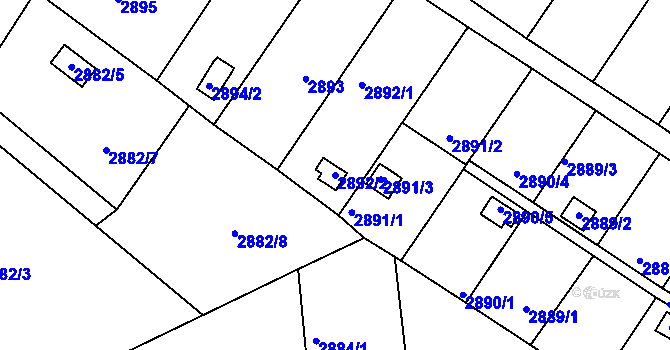 Parcela st. 2892/2 v KÚ Kopřivnice, Katastrální mapa