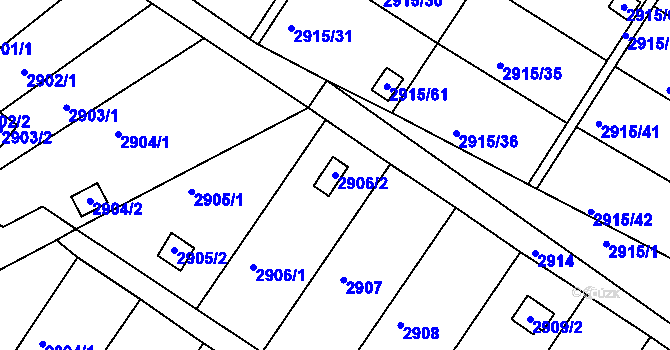Parcela st. 2906/2 v KÚ Kopřivnice, Katastrální mapa