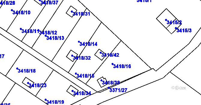 Parcela st. 3418/42 v KÚ Kopřivnice, Katastrální mapa