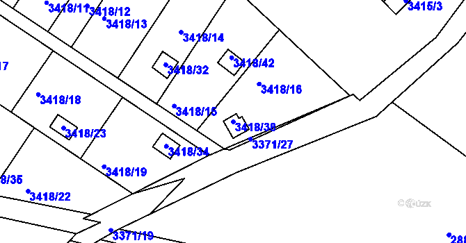 Parcela st. 3418/38 v KÚ Kopřivnice, Katastrální mapa
