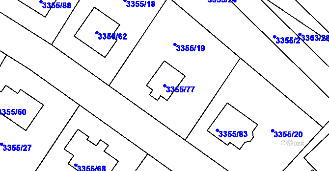 Parcela st. 3355/77 v KÚ Kopřivnice, Katastrální mapa