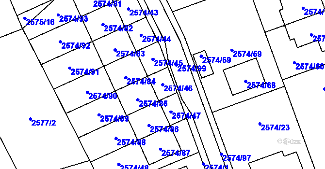 Parcela st. 2574/46 v KÚ Kopřivnice, Katastrální mapa