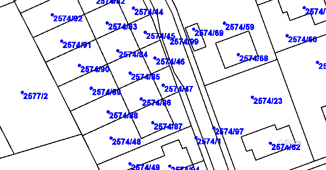 Parcela st. 2574/47 v KÚ Kopřivnice, Katastrální mapa