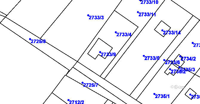Parcela st. 2733/9 v KÚ Kopřivnice, Katastrální mapa