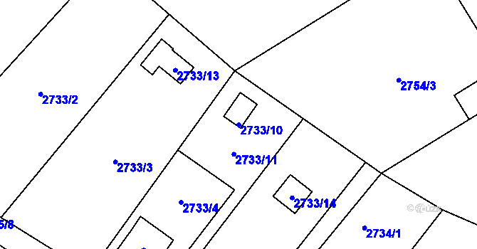 Parcela st. 2733/10 v KÚ Kopřivnice, Katastrální mapa