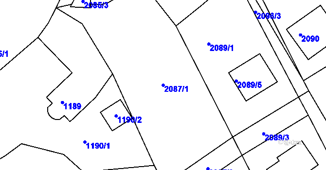Parcela st. 2087/1 v KÚ Kopřivnice, Katastrální mapa