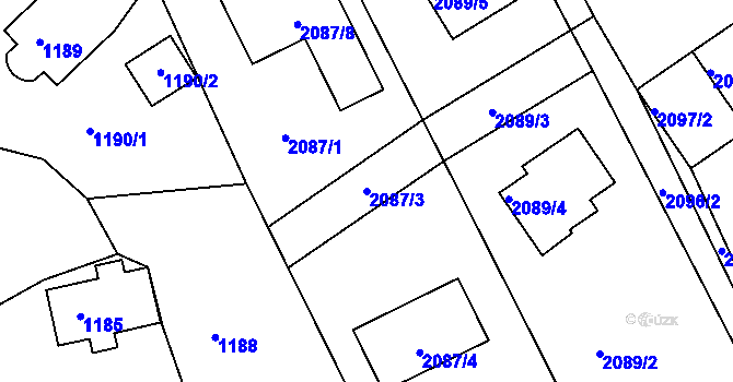 Parcela st. 2087/3 v KÚ Kopřivnice, Katastrální mapa