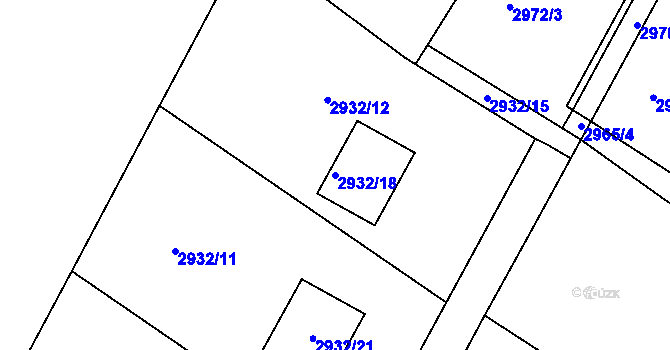 Parcela st. 2932/18 v KÚ Kopřivnice, Katastrální mapa