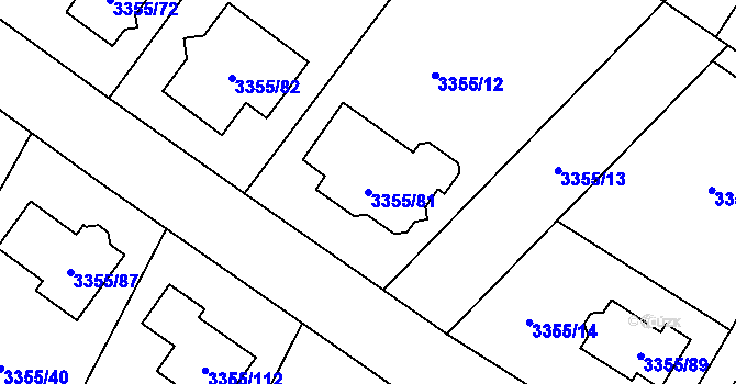 Parcela st. 3355/81 v KÚ Kopřivnice, Katastrální mapa