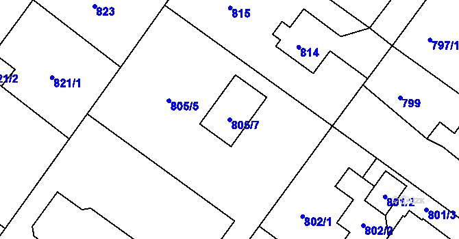 Parcela st. 805/7 v KÚ Kopřivnice, Katastrální mapa