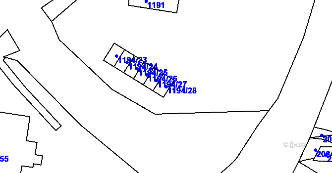 Parcela st. 1194/28 v KÚ Kopřivnice, Katastrální mapa