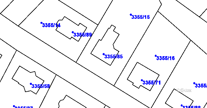 Parcela st. 3355/85 v KÚ Kopřivnice, Katastrální mapa