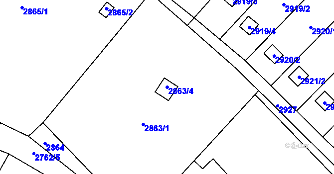 Parcela st. 2863/4 v KÚ Kopřivnice, Katastrální mapa