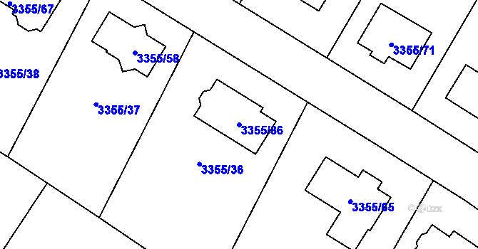Parcela st. 3355/86 v KÚ Kopřivnice, Katastrální mapa