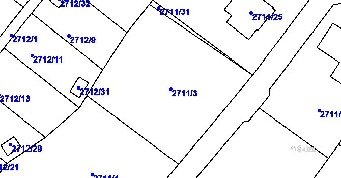 Parcela st. 2711/3 v KÚ Kopřivnice, Katastrální mapa